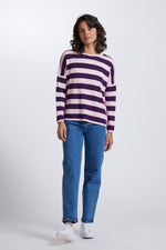 Load image into Gallery viewer, Merino Wool Striped Drop Shoulder Jumper - Royal Merino
