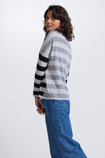Load image into Gallery viewer, Merino Wool Striped Drop Shoulder Jumper - Royal Merino
