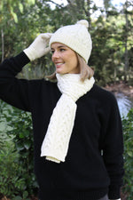 Load image into Gallery viewer, Merino Wool Cable Hat with Pom Pom - Lothlorian Knitwear

