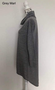 Merino Wool Pleat Back Long Top Plus Size - OBR Merino
