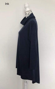 Merino Wool Pleat Back Long Top Plus Size - OBR Merino
