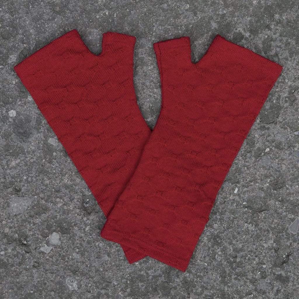 Merino Wool Red Crosses Knit Gloves - Kate Watts