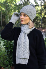 Load image into Gallery viewer, Merino Wool Cable Hat with Pom Pom - Lothlorian Knitwear

